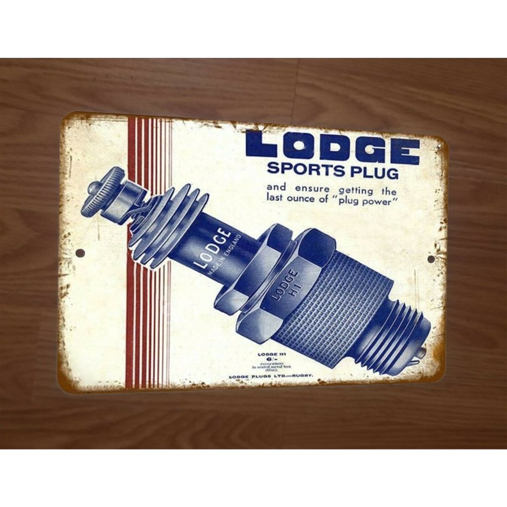 Lodge Sports Plug Spark Plugs Ad 8x12 Metal Wall Sign